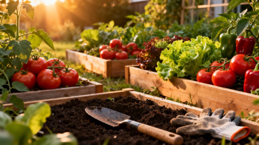 Lush vegetable garden started from scratch